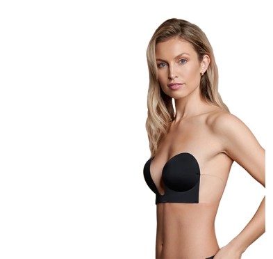 Biustonosz ze skrzydełkami - Bye Bra Seamless U-Style Bra Miseczka C Black